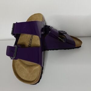 Birkenstock ARIZONA Womens 10 Mens 8 Leather Acai PATENT Birko Flor Purple Plum